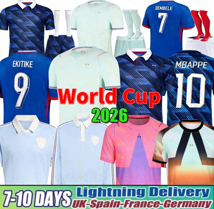 France Jersey 2026 World Cup French Soccer Jereys Final BENZEMA GIROUD GRIEZMANN SALIBA PAVARD KANTE POGBA THURAM 25 26 27 Maillot De Foot Equipe Football Shirt