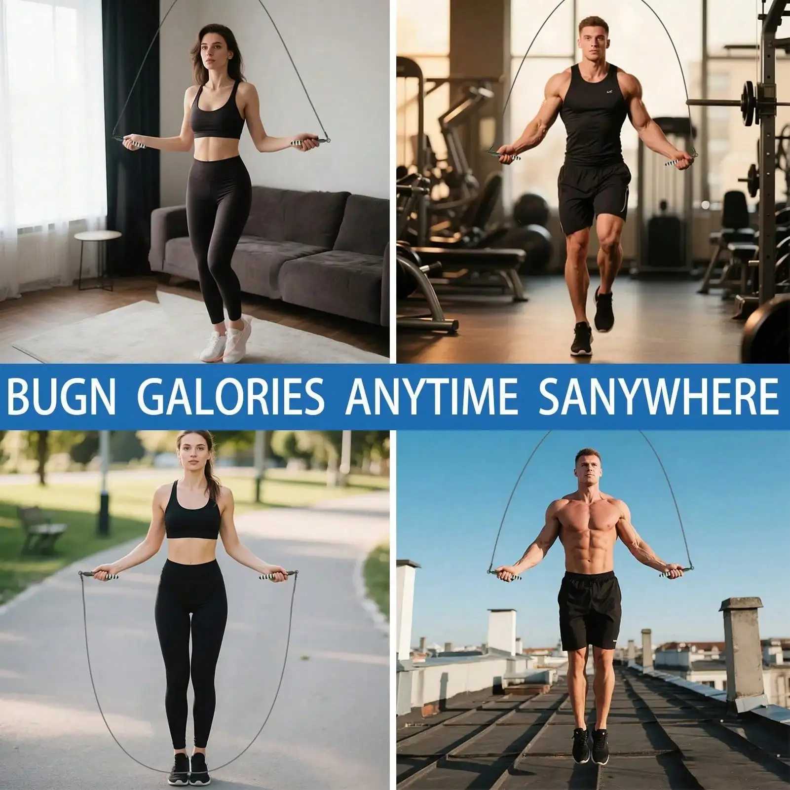 Adjustable Speed Jump Rope 10ft Steel Cable 360 Dual Bearings Anti-Slip Metal Grips Fast Durable for CrossFit HIIT M260319