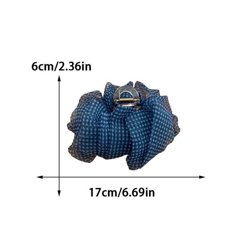 Plaid Blue Seersucker Hair Clip for Woman Elegant Temperament Shark Clip Fashion Girl Back of The Head Ponytail Clip Hair Clamp H260319