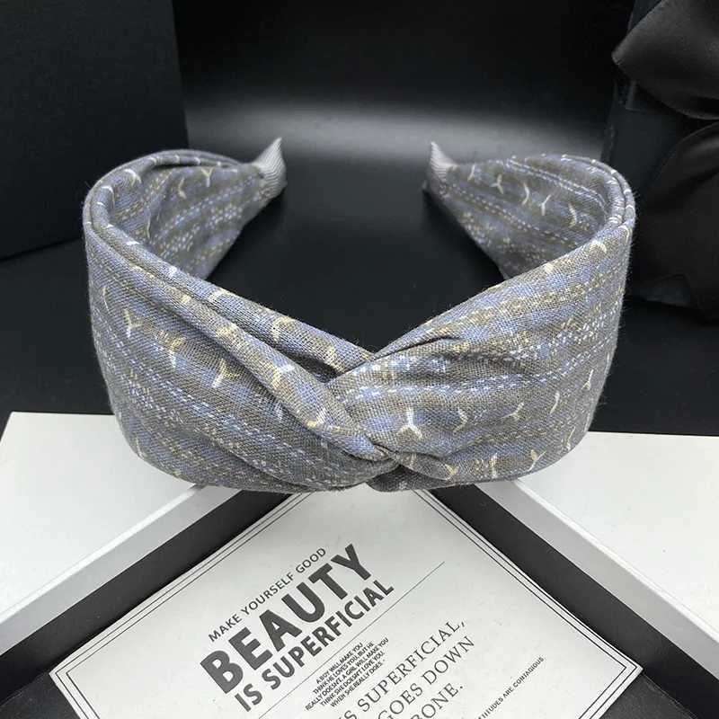 New temperament gray fabric hair clip womens simple adult shopping headband wide edge pressed hair face wash headband H260319