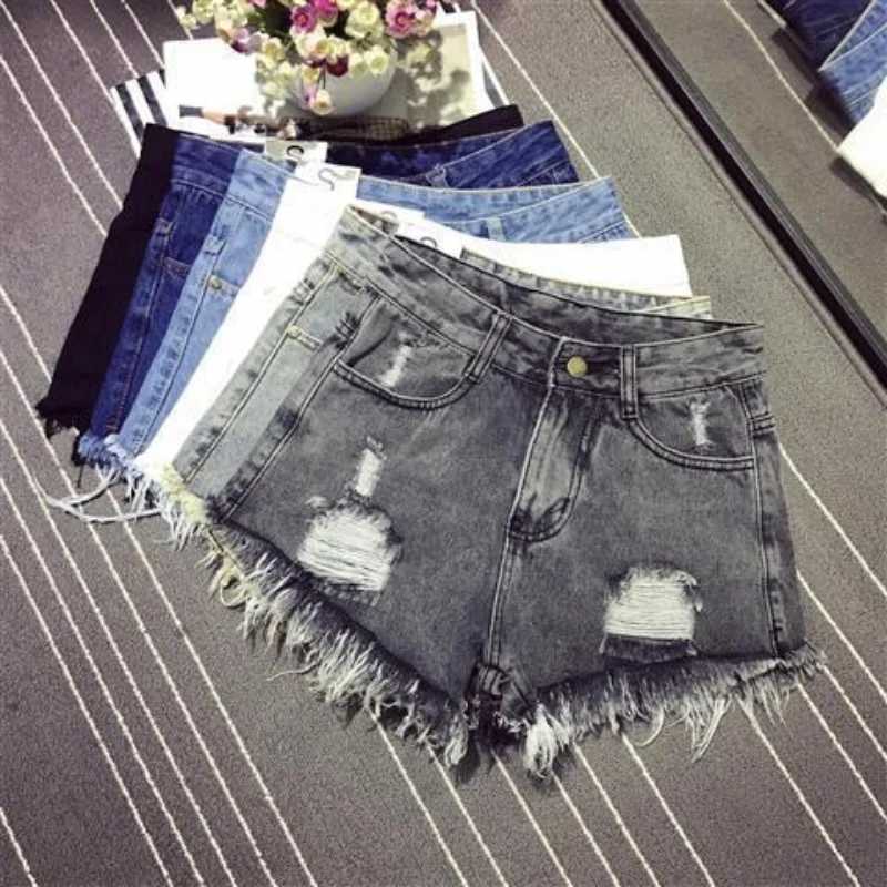 Sexy Hollow Out Denim Shorts Fashion Women RETRO A-Line Loose High Waist Hot Y2K Short Pants Casual Streetwear Trousers M260319