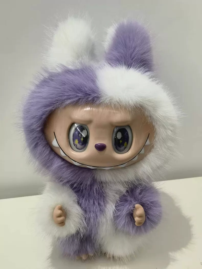 38cm Labubu The Monsters Purple Pink Vinyl Doll Figurine High Quality Exquisite Craft Valentine's Day Gift QIAOWANTONG