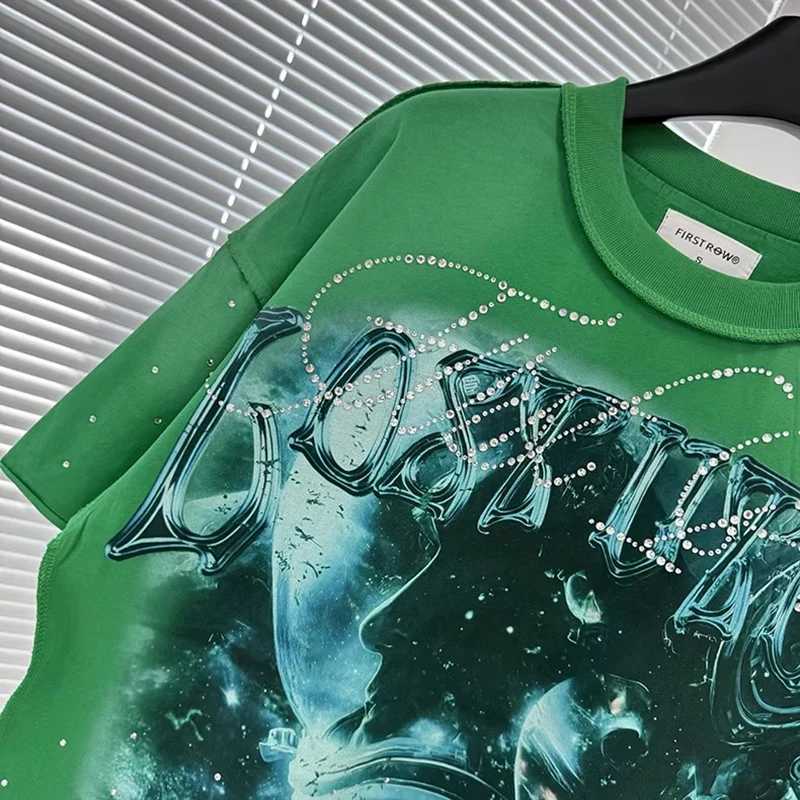 Casual FIRST ROW T-Shirts Washed Street Fashion American Style Hot Drill Letters Mens Womens High Quality Short Sleeves Tee X260316