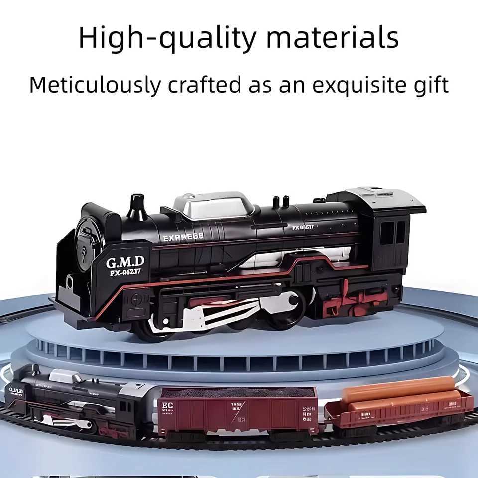 Kids Electric Train Set with Light-Up Tracks DIY Railway Model Toy Steam Locomotive Sounds Educational Playset for Boys Girls Y260319