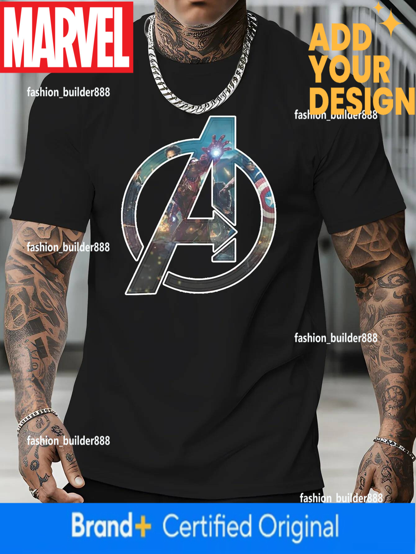 Marvel Tshirt Disney Graphic - Soft Cotton Blend Round Neck Short Sleeve Printed Letter Pattern Casual Summer Top for Men