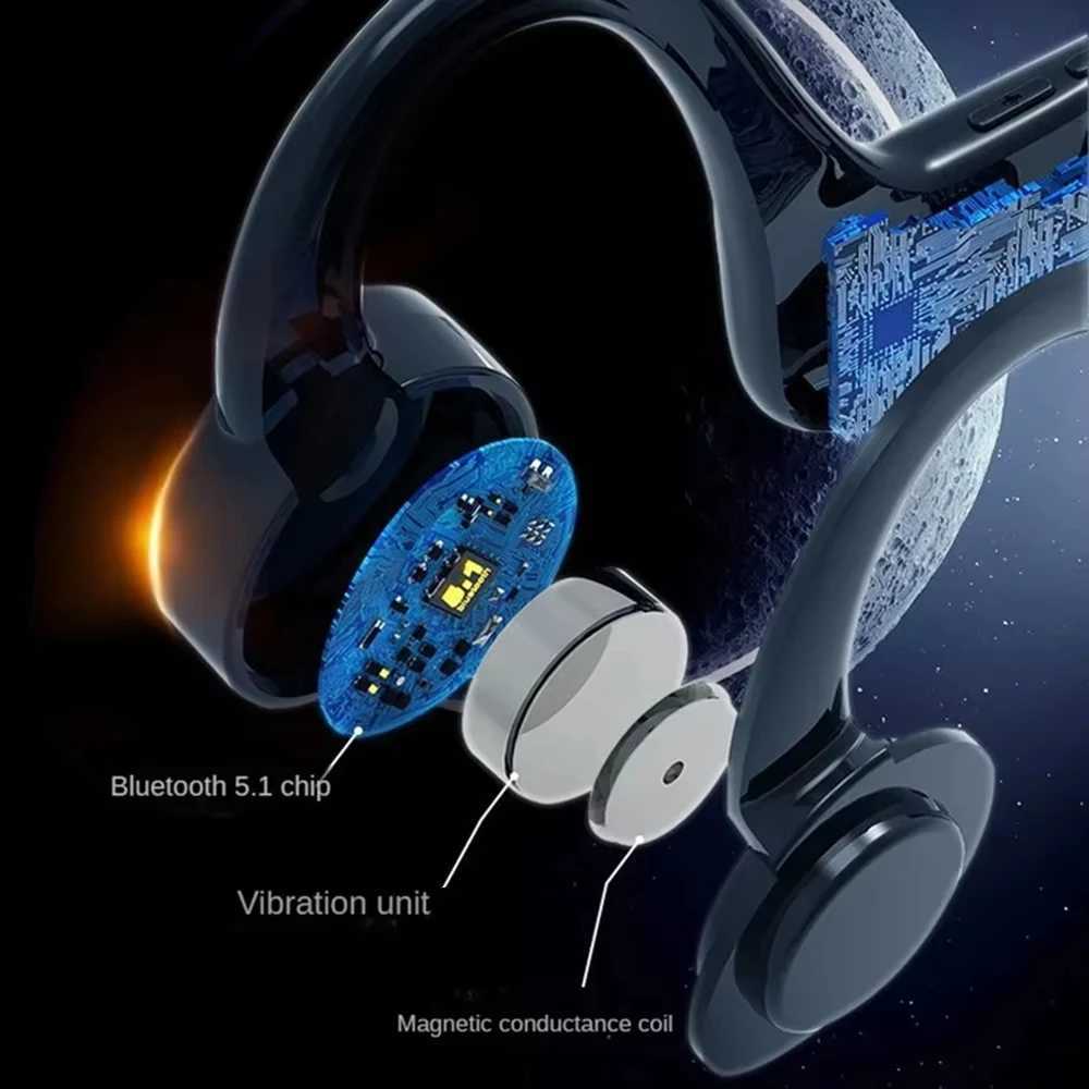 Bone Conduction Bluetooth Headphones 128G Card Air conduction Painless Waterproof Ear-hanging Sports Earphones With Mic D260319