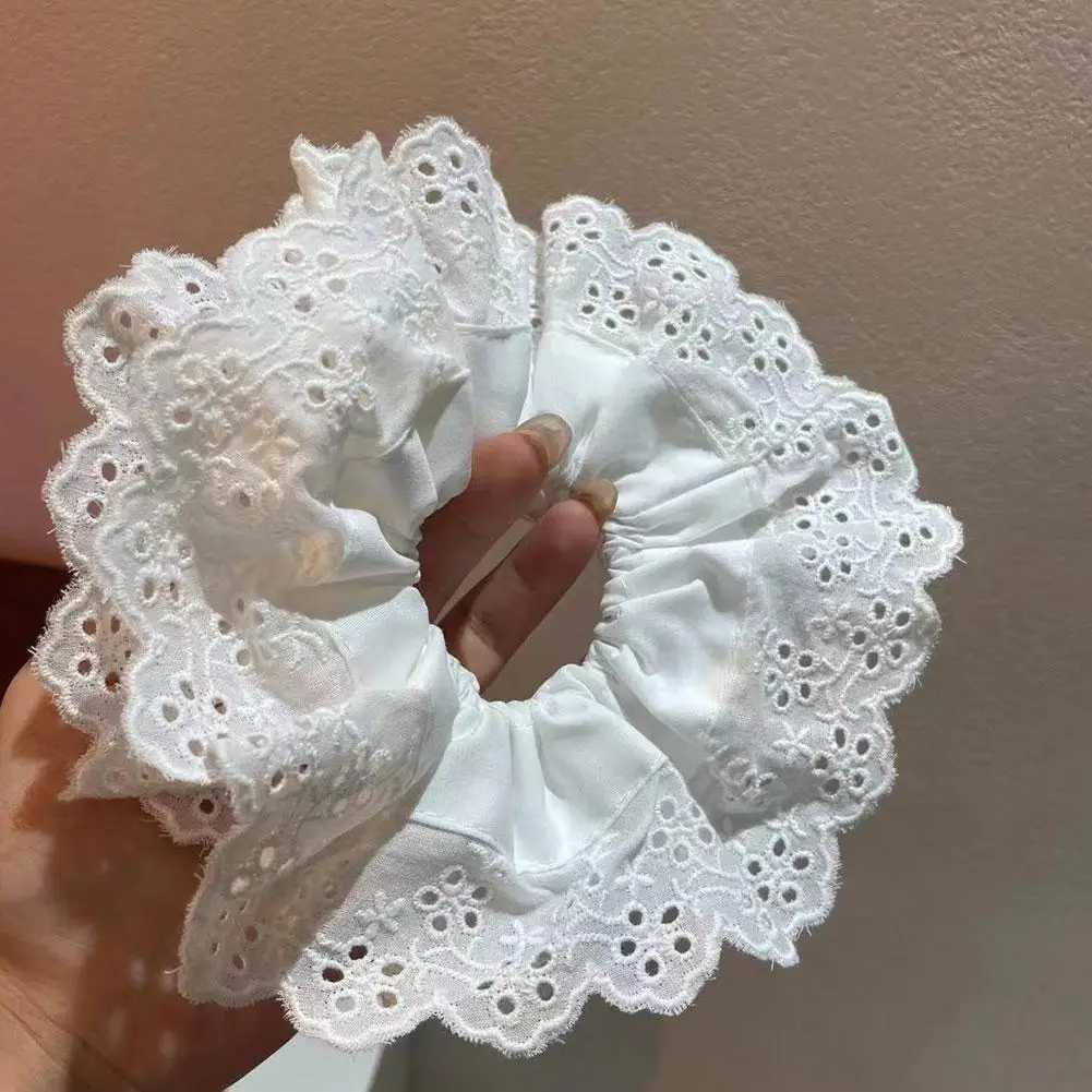Big Flower Lolita Scrunchies for Women Elastic Hair Bands Ponytail Holders Tie Solid Color Hair Hoop Scrunchy Girl Hair Ring H260319