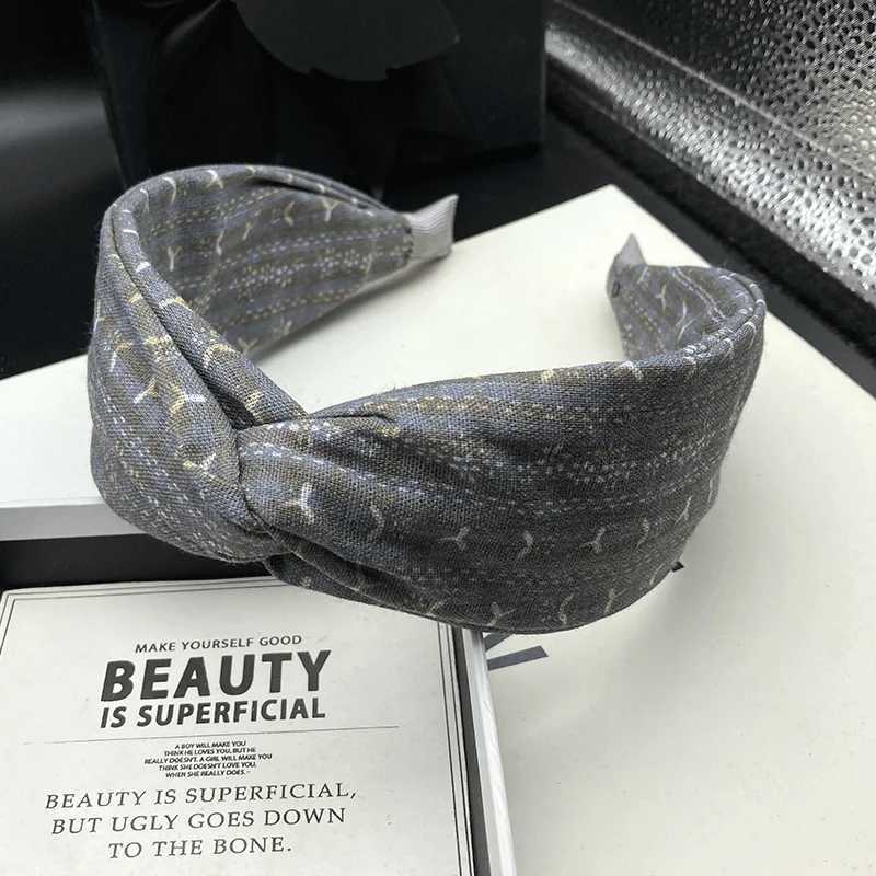 New temperament gray fabric hair clip womens simple adult shopping headband wide edge pressed hair face wash headband H260319