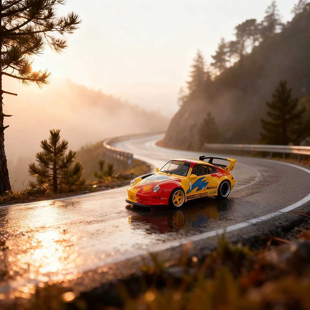 164 Diecast Sports Car Model RWB 993 Limited Edition High-Detail White Mini Vehicle Collectible Display Gift Toy Y260319