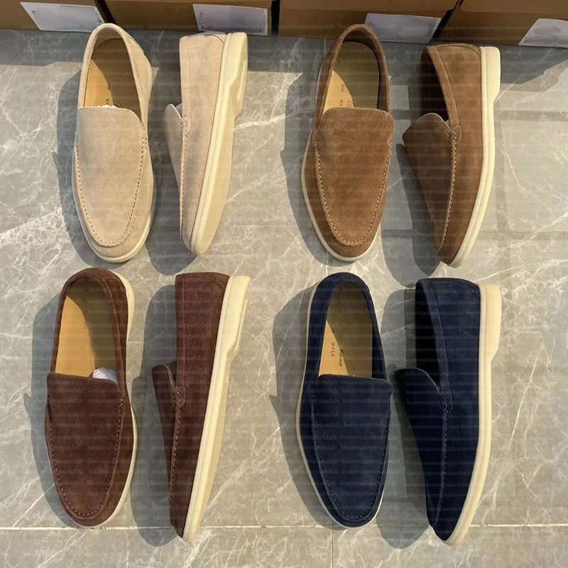 Designer Loafers shoes Charms Embellished Casual Shoes Mens Womens Suede Loafers Couple Shoes Genuine Leather Flat For Men Women Factory direct sales 35-45