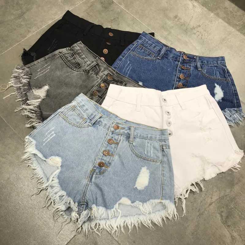 High Waist Tassel Broken Denim Shorts Women Summer Korean Version Raw Edge Wide Leg Loose Plus Size Jean Shorts Female M260319