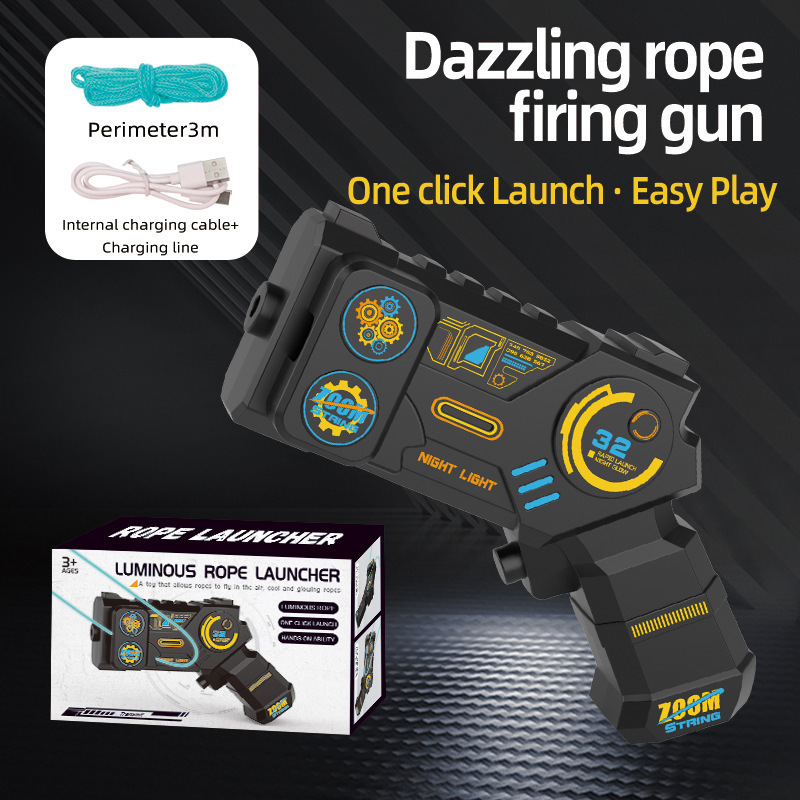 Rechargeable Luminous String Launcher, Electric Rope Propeller, Stress Relief Fidget Toy for Kids and Adults