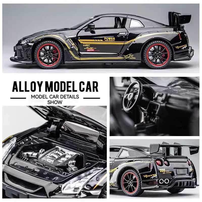 1/32 Nissan GTR R35 Alloy Racing Car Diecast Model Sound Light Pull Back Toy Collection Of Hobby Decorative Fine Ornaments Y260319