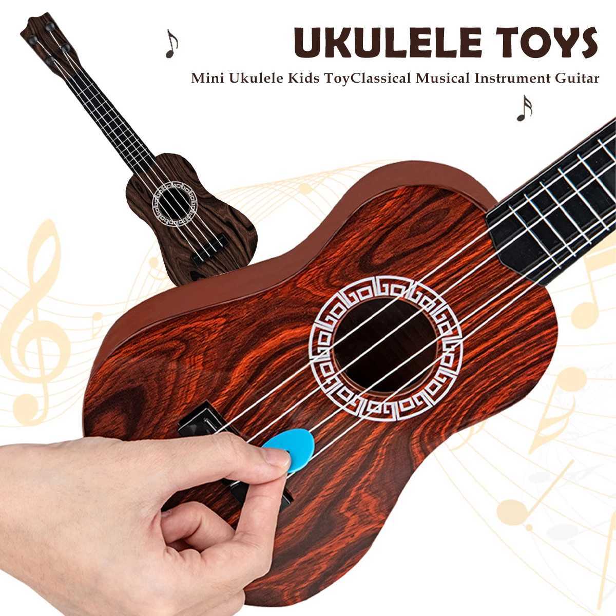 Mini Ukulele Toys 4 String Playable Enlightenment Early Education Music Toy Small Guitar Interactive Game for Kids Gifts Y260319
