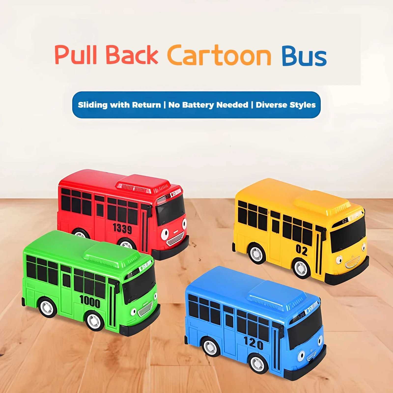 Mini Pull Back Tayo Bus Toy Set with Openable Doors Sliding Cartoon Vehicle Toy for Kids Boys Educational Traffic Playset Gift Y260319