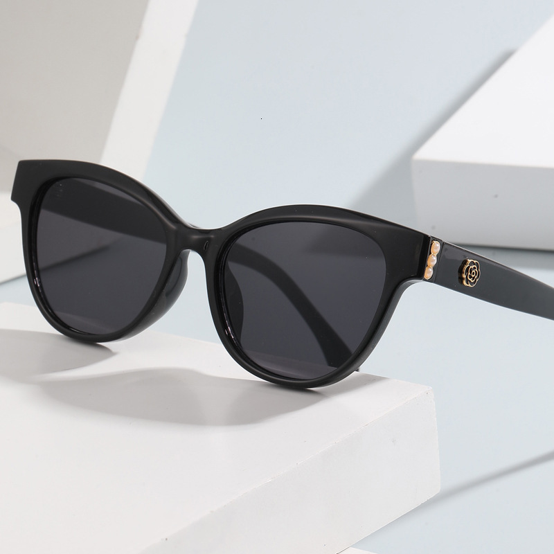 Luxury Brand Designer Sunglasses 2025 -Style UV Protection Cat-Eye Sunglasses, Same Style As On Xiaohongshu, Large Frame Camellia Fashion Sunglasses, 