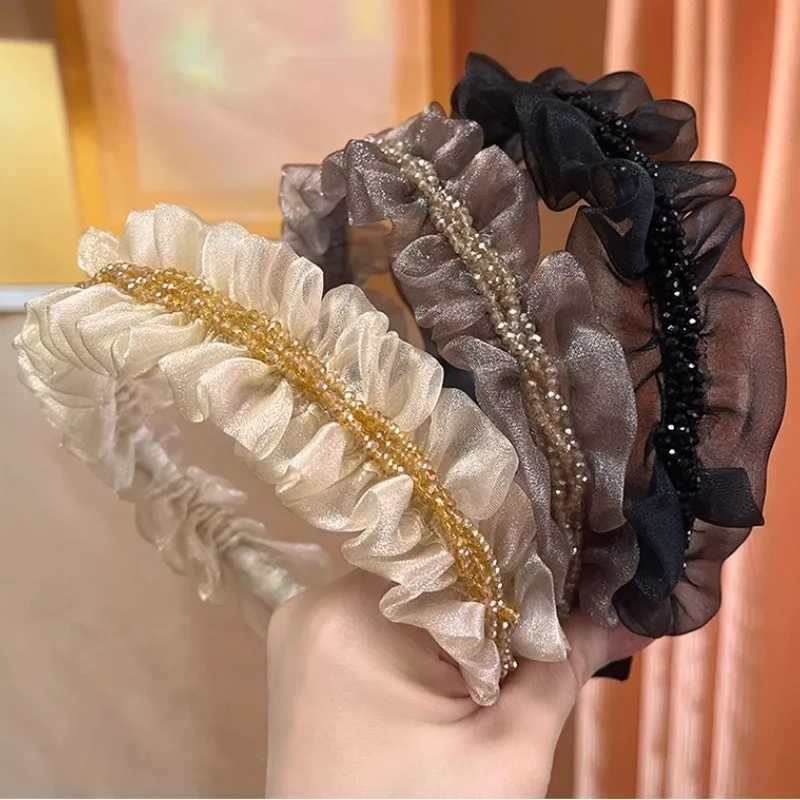 Temperament mesh hoops headband hair woman crystal hair bands for girls hair clips for washing face new in hair accessories H260319