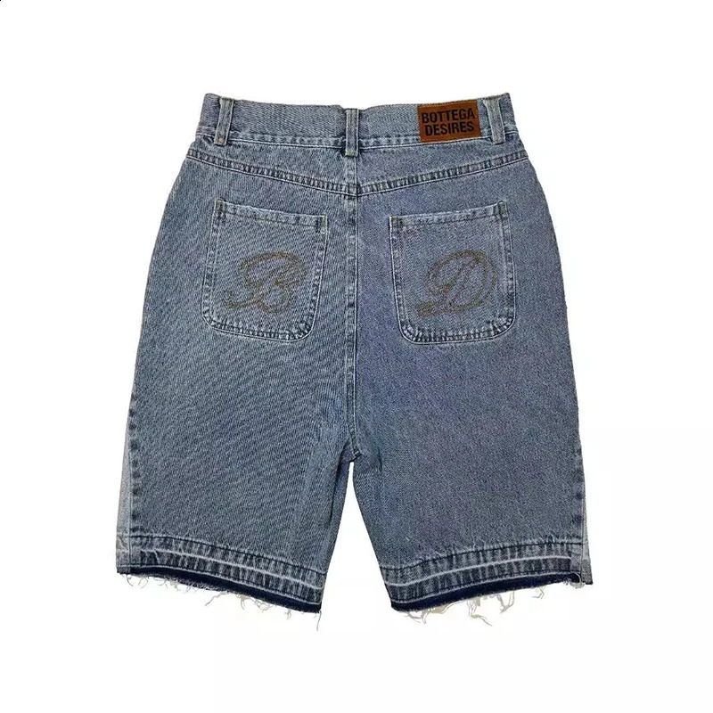 American Style Harajuku Retro Denim Shorts with Letter Embroidery Oversized Jeans Men Y2k Loose Casual Versatile Woman 260318