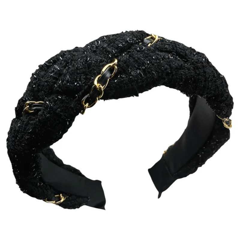 High end black headband headband fashionable chain wrapped headband hair clip to increase the height of the skull hair clip H260319