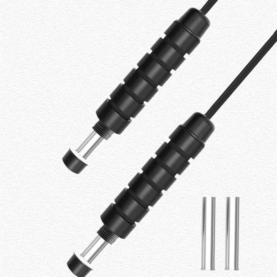 1Pc Black PVC Jump Rope Patented Design Bearing Steel Wire Skipping Rope with Breathable Handle for Fitness Exercise M260319