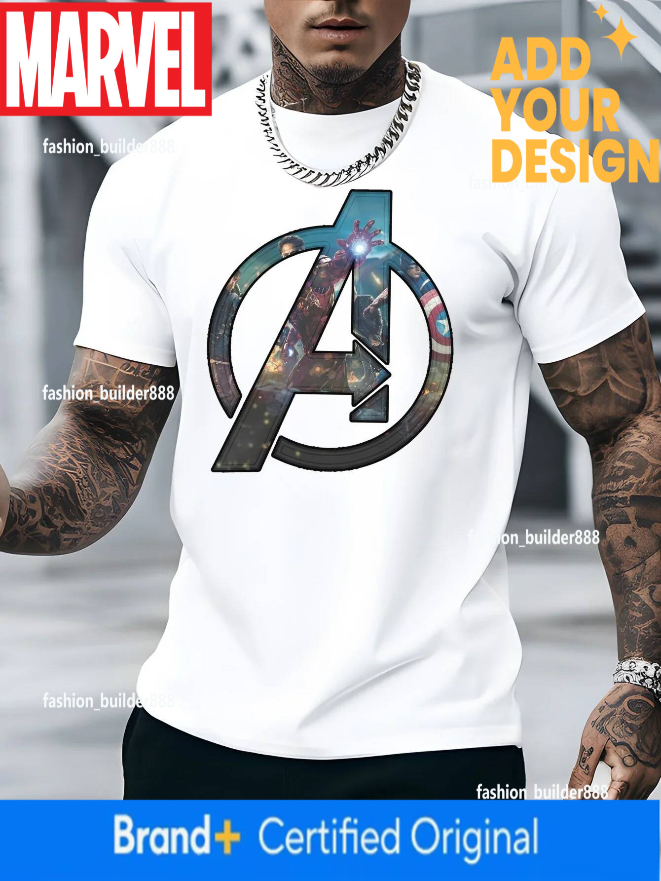 Marvel Tshirt Disney Graphic - Soft Cotton Blend Round Neck Short Sleeve Printed Letter Pattern Casual Summer Top for Men