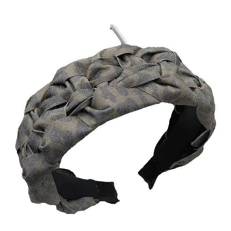 Retro woven hairpin headband for women with high skull top adult daily wide edge hair compression face wash headband H260319