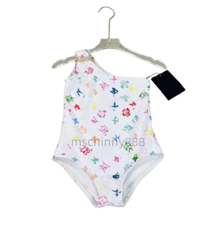 Kids Baby Girl Designer One-Pieces Bikini Swimsuit Summer Children Swimwear Brand Print Sleeveless Bodysuit Bathing Suit Girls Jumpsuit Beachwear