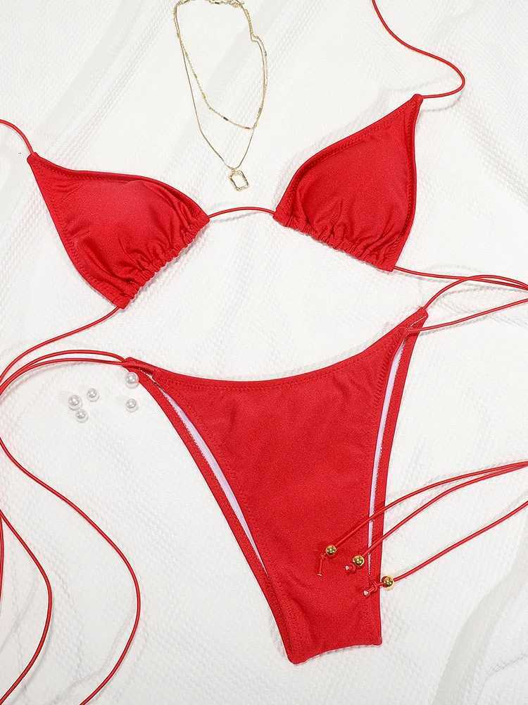 Miyouj New Bikini Triangle Swimwear Leopard Two Piece Suit Solid Color Bathsuit Sexy Swimsuits High Cut Bathwear Bandage BiquiniT260318