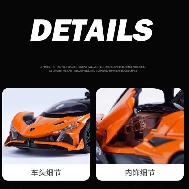 132 Apollo EVO Sports Supercar High Precision Alloy Model Diecast Metal Material Sound Light Pull Back Children Birthday Gift Y260319