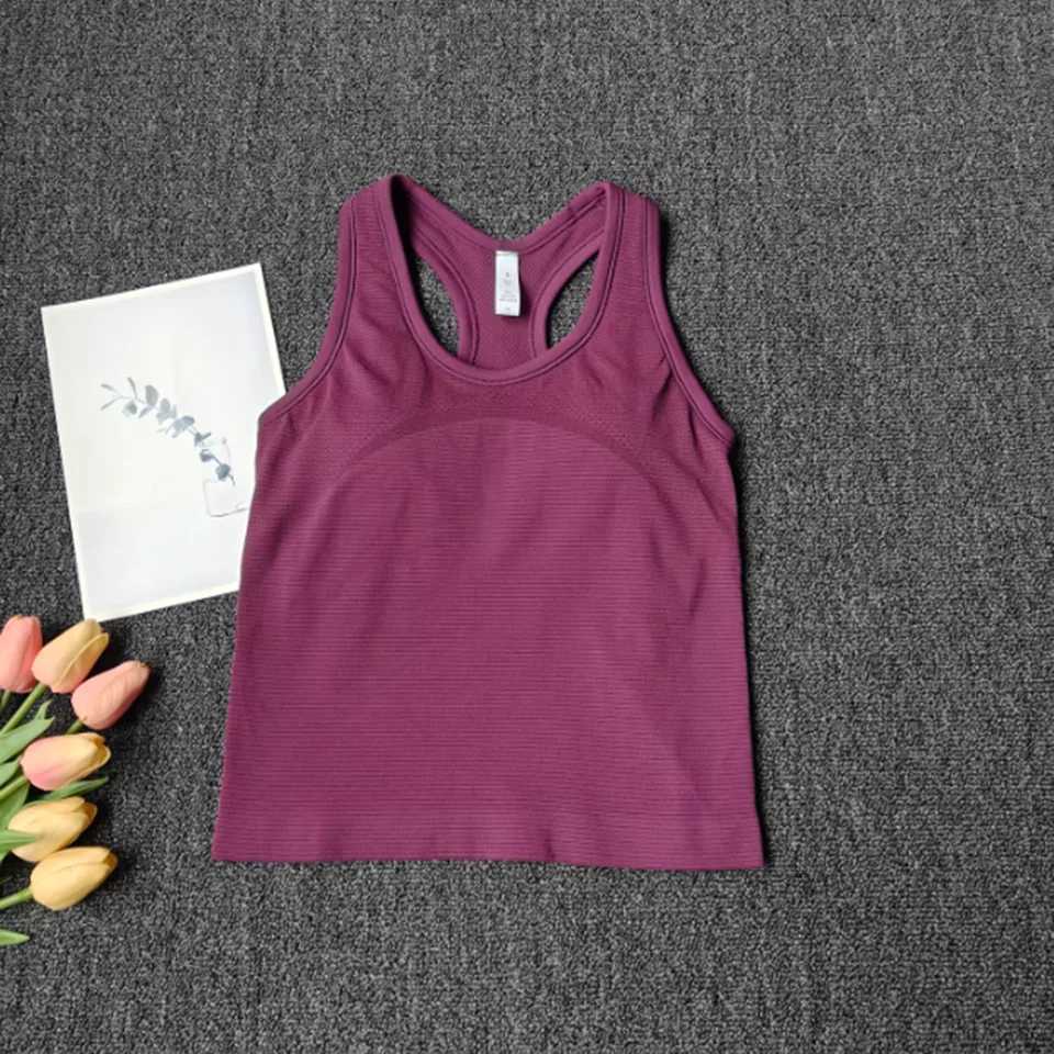 Womens Threaded Sports Vest with Chest Pads Running Fitness Yoga Top Pilates Sports Top Z20260319