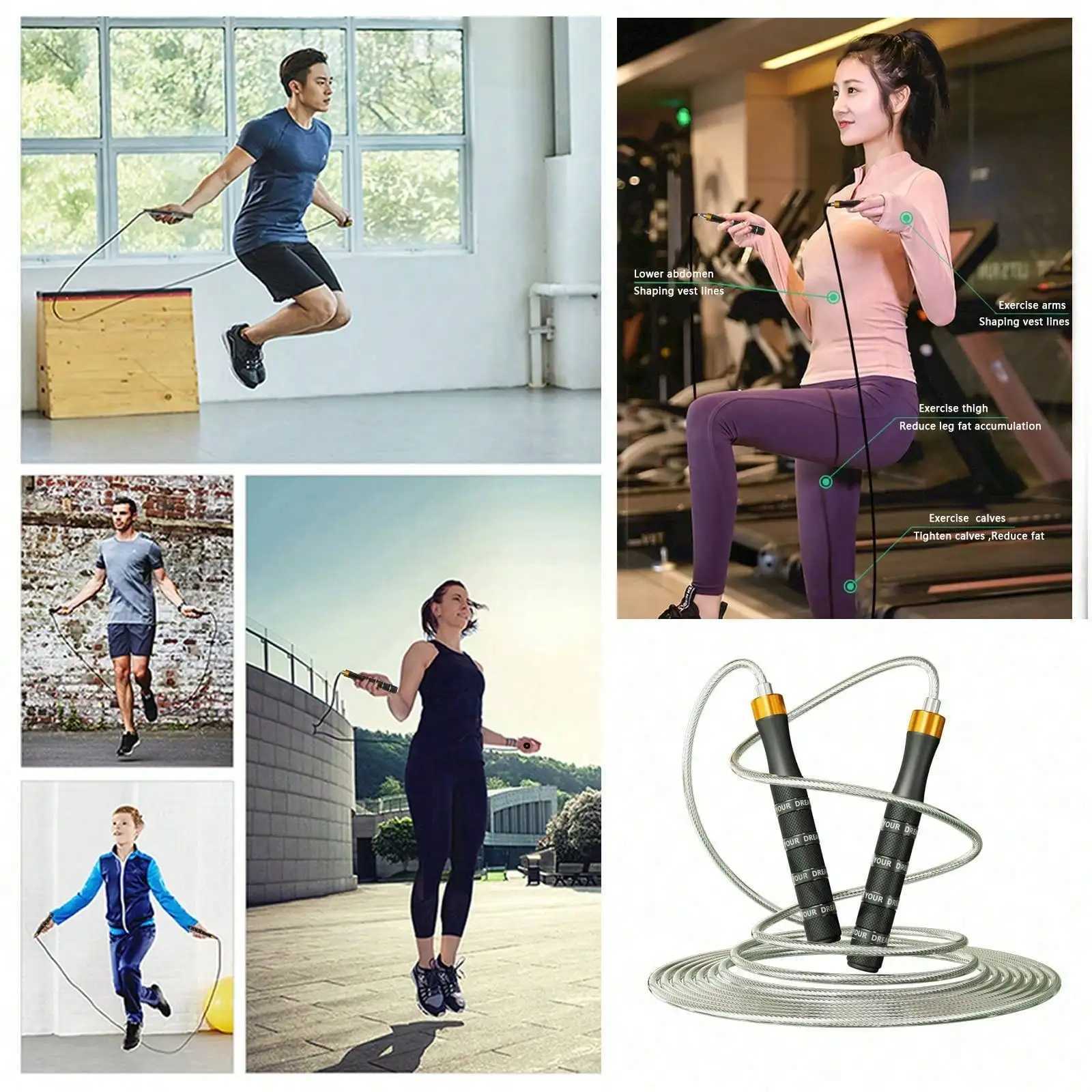 Adjustable Speed Jump Rope 10ft Steel Cable 360 Dual Bearings Anti-Slip Metal Grips Fast Durable for CrossFit HIIT M260319