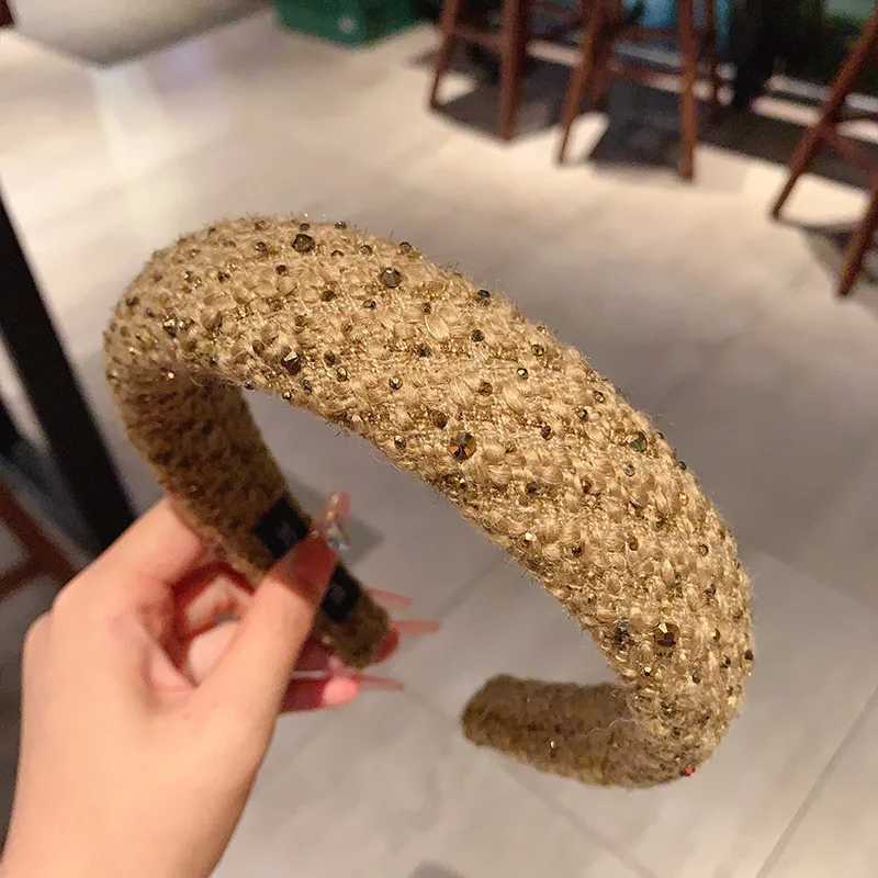 French retro plush rhinestone wide edge sponge hair accessories hoops headband for women high cranial top hair clips headbands H260319