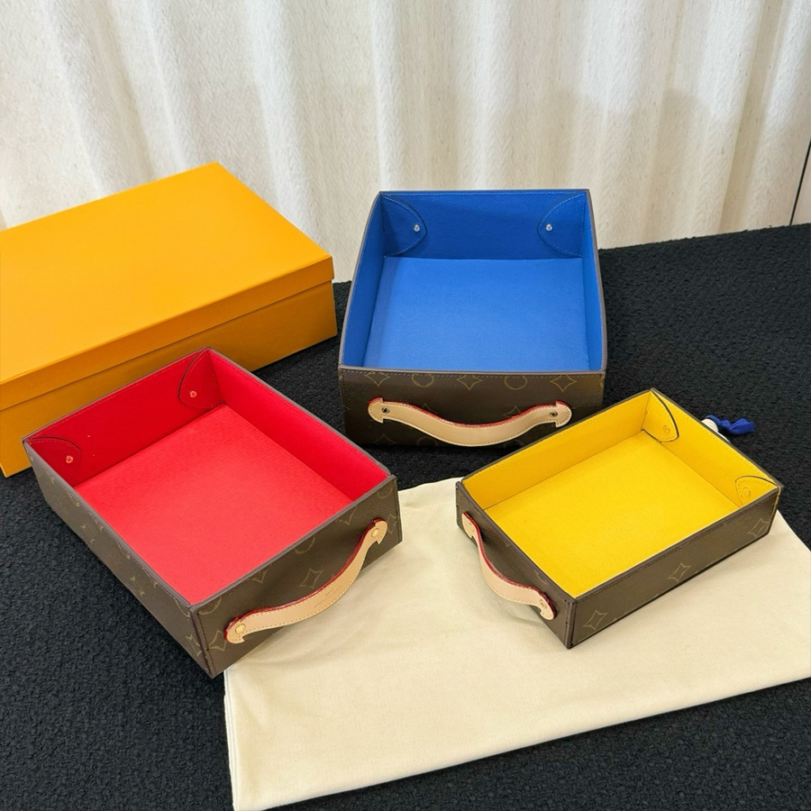 Designer Jewelry Tray Jewelry Box Fashion Watch Box Classic Key Stationery Jewelry And Other Small Items Dyed Leather Handle Set Box Jewelry Packaging