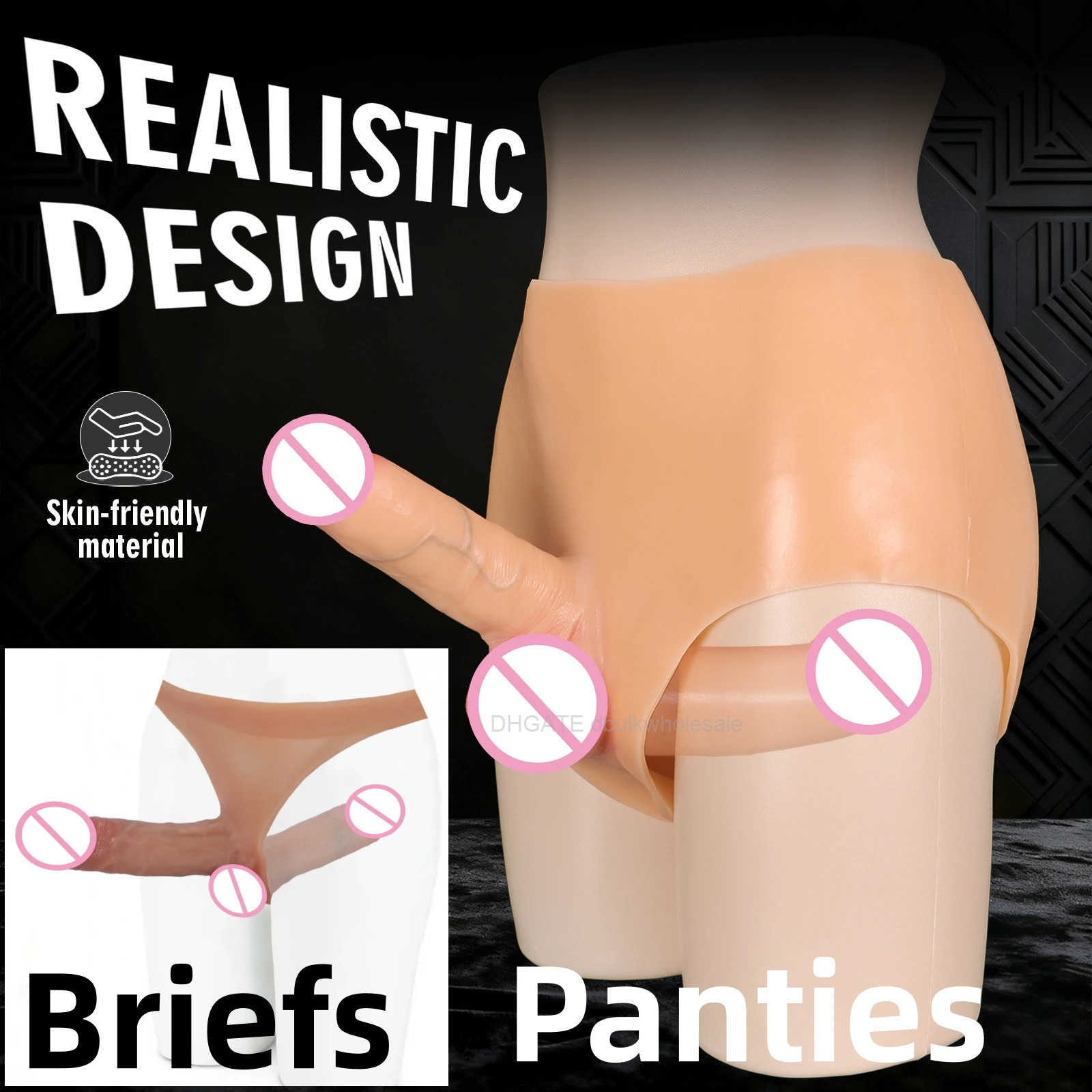 Mutandine In Silicone Slip Con Realistico Doppio Dildo Solido Strapon Femminile Giocattoli Sessuali Per Donne Stimolazione Anale Della Vagina Lesbic-image