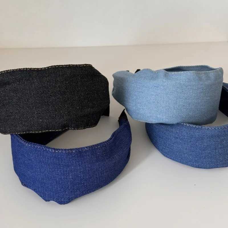 Korean Style Simple Ultra-Wide Denim Fabric Wide Edge Headband New Fashion Versatile Face-Slimming Hair Accessory Headband New H260319
