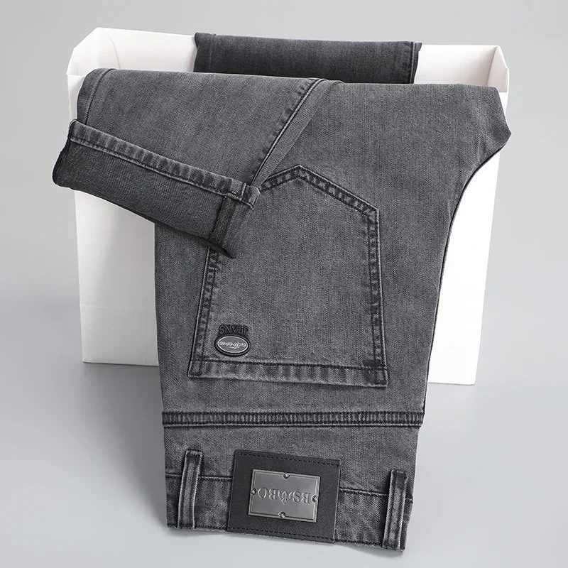 New Autumn Mens Fashion Baggy Jeans Gray Black Stretch Straight Classic Denim Trousers Male Versatile Comfortable Casual Pants M260319