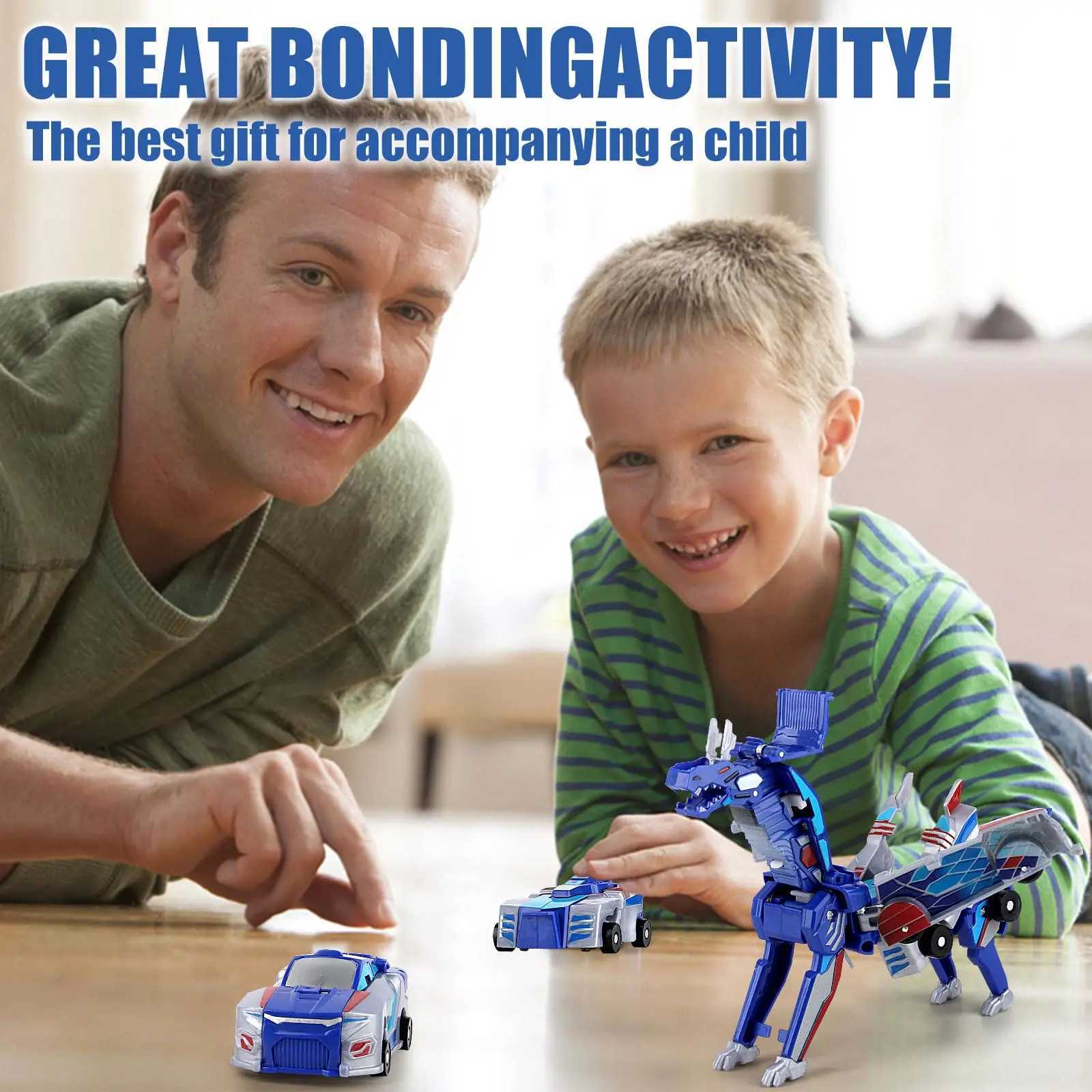 Magnetic 2-in-1 Transforming Car Toy for Kids Unicorn Dinosaur Robot DIY Impact Deformation Racing Educational Gift Y260319