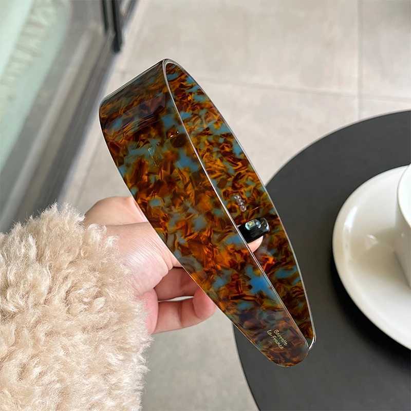 Retro Wide Tortoiseshell Headband Amber Leopard Print Patterned Toothed Non Slip Headband Washing Face Makeup Acetate Headwrap H260319
