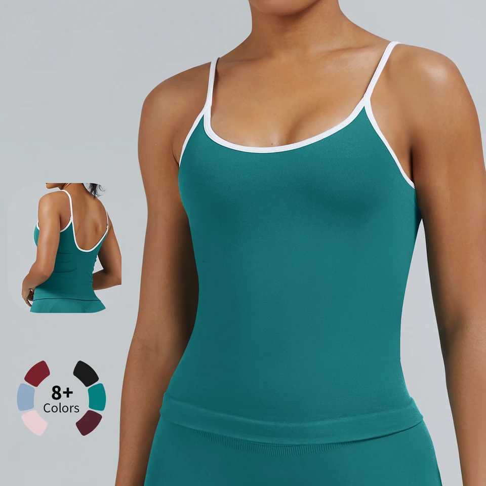 Women Seamless Color Block Yoga Sports Bra Backless High Elastic Gym Fitness Tank Top Workout Vest Female Sportswer Z20260319