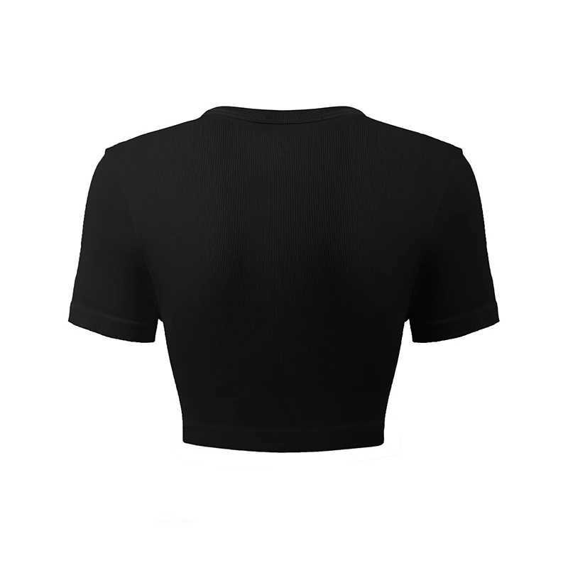 Womens Yoga Shirt Round Neck Short Sleeved Sports Shirt Running Gym Fitness Sports Wear Z20260319