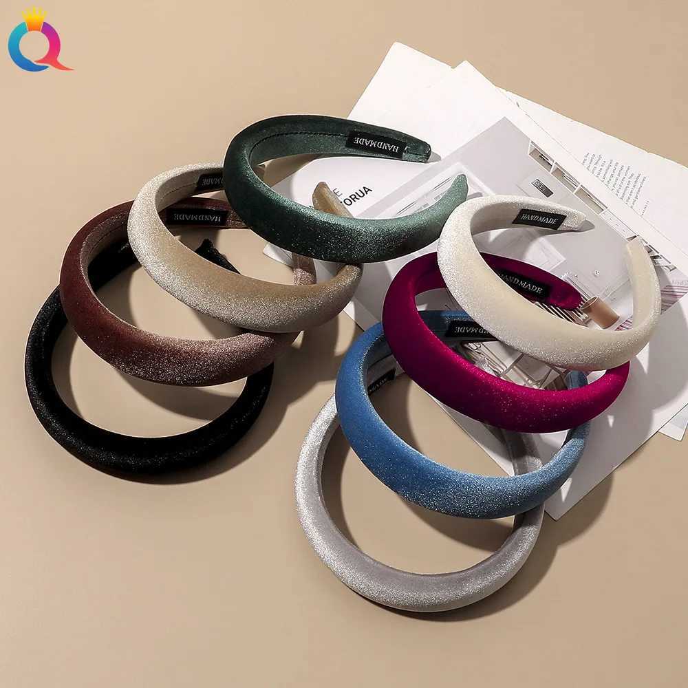 1pcs Velvet Headband Black Beige Wine Blue Green Sponge Hair Hoop Korean Women Elegant Hair Accessories H260319