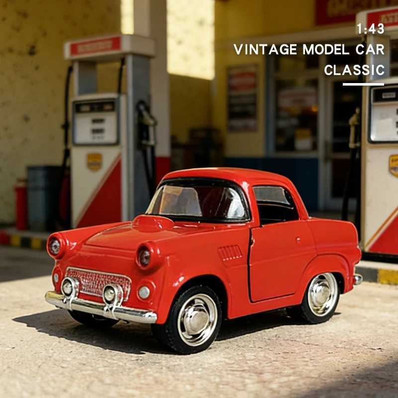 143 Alloy Diecast Cartoon Classic Vintage Car Model Classic Pull Back Car Miniature Vehicle Replica For Collection Gift Y260319