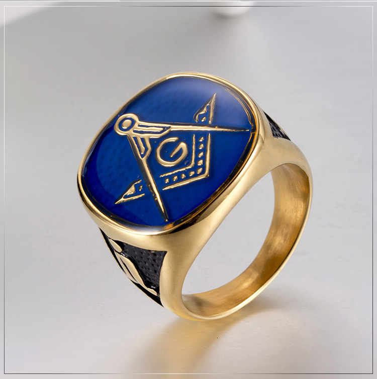 ins-style hip-hop punk fashion trendy men's creative AG titanium steel ring Masonic hand accessory