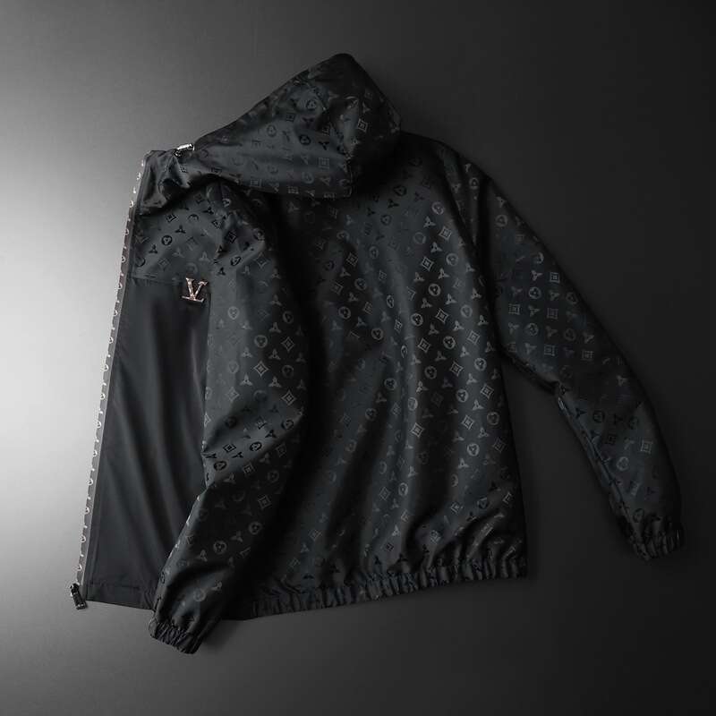 2026 New Trendy Hooded Jacket Men's Spring And Autumn Printed Casual Slim Fit Plus Size Thin Coat