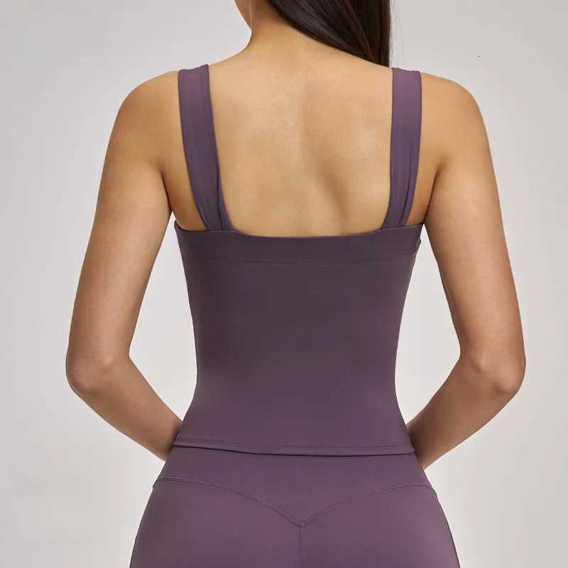 Yoga Tank Top With Chest Pads Womens Underwear High Elasticity Square Neck Beauty Back Fitness Sports Gym Vest For Woman Z20260319