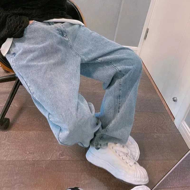 Prints Jeans Men 2023 New Streetwear Baggy Wide Leg Jeans Korean Fashion Drapes Straight Casual Loose Denim Cargo Pants a05 M260319