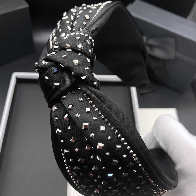 Black high-end temperament diamond studded hair clip womens retro fashion headpiece wide edged wash face headband H260319