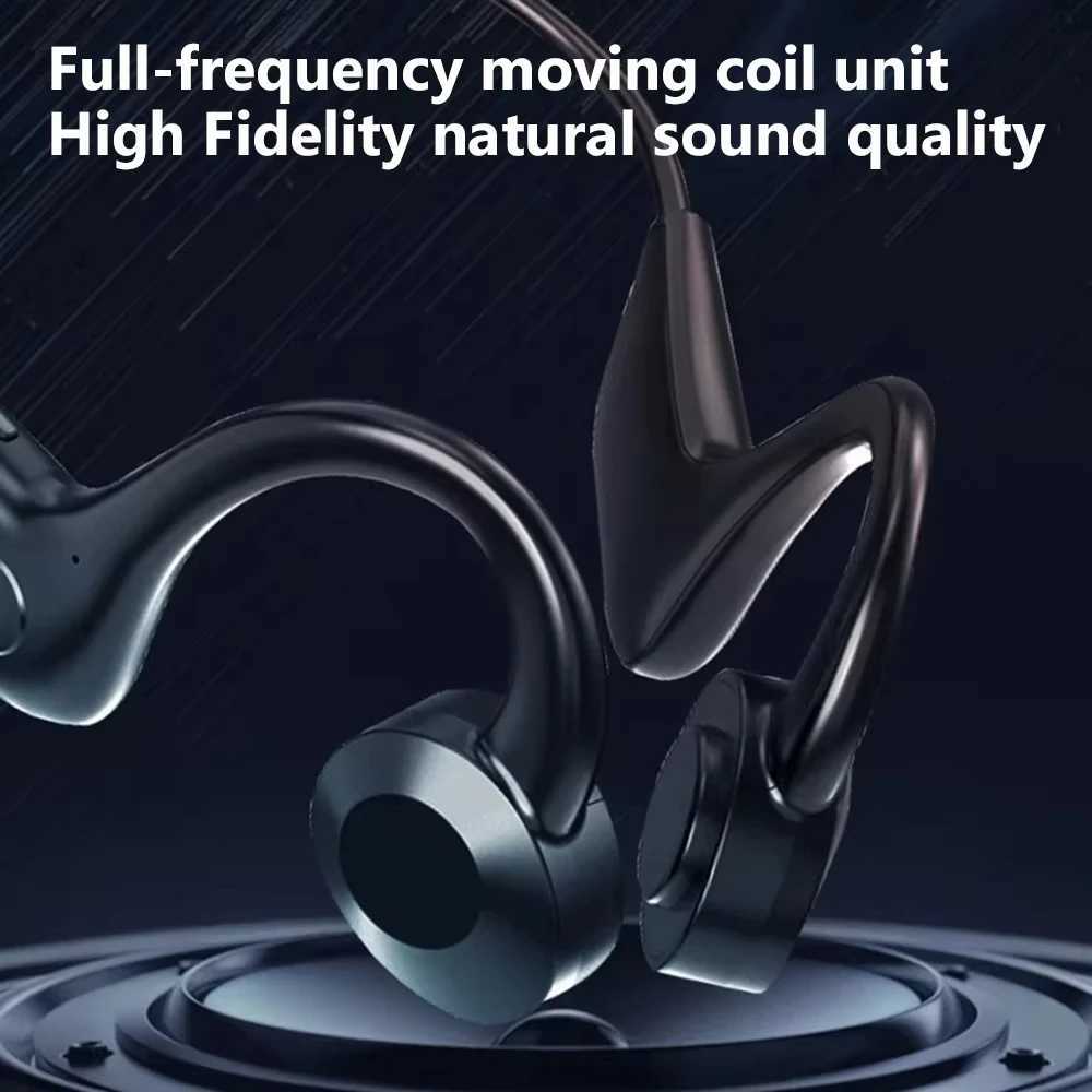 Bone Conduction Bluetooth Headphones 128G Card Air conduction Painless Waterproof Ear-hanging Sports Earphones With Mic D260319