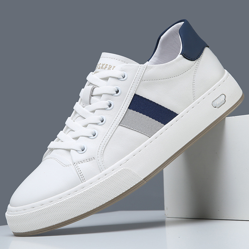2025 Summer New Genuine Leather Breathable White Sneakers Men's Low-top Flat Versatile Sports Casual Shoes Trendy ddmysaturn