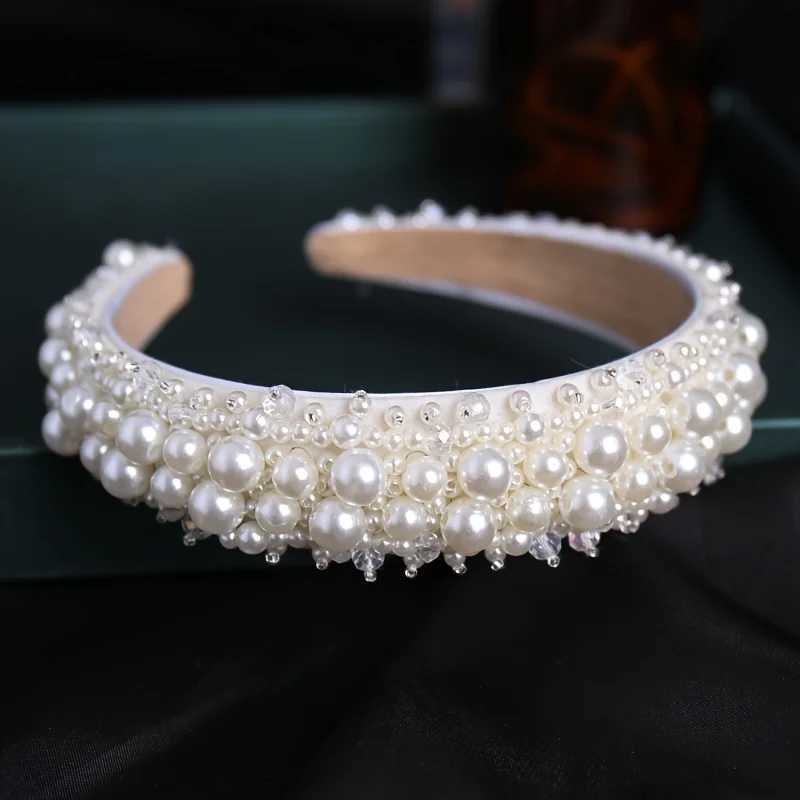 Silver Color Pearl Hairband Headband Tiara Women Korea Elegant Hair Hoop Ornament Bridal Wedding Hair Accessories Jewelry Band H260319